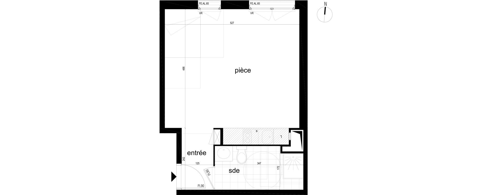 Appartement T1 de 34,96 m2 &agrave; Noisy-Le-Sec Boissiere