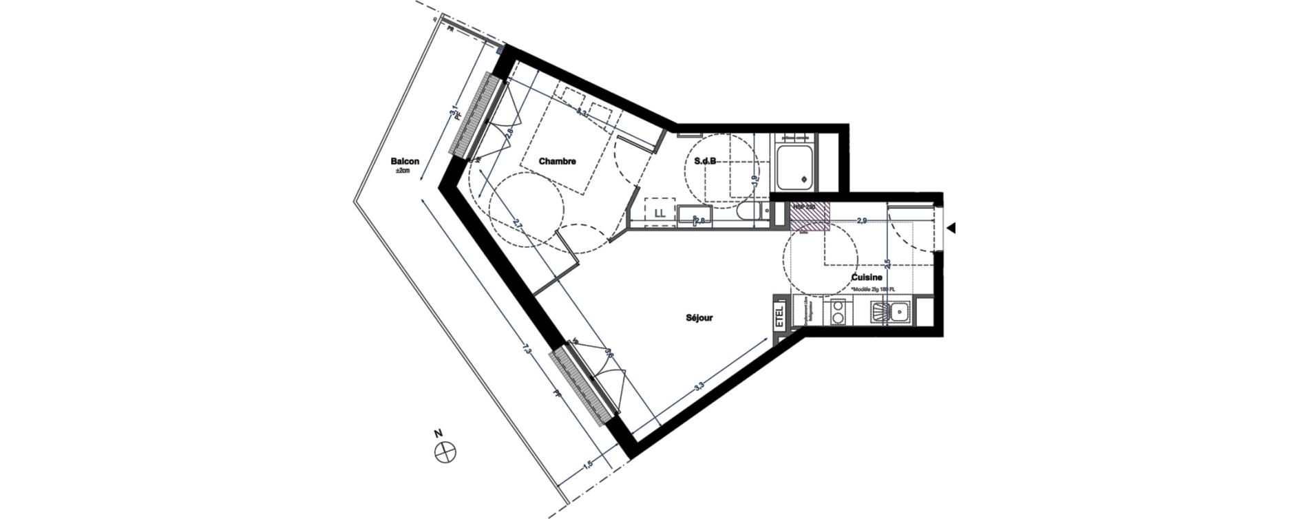 Appartement T2 de 38,30 m2 &agrave; Noisy-Le-Sec Centre