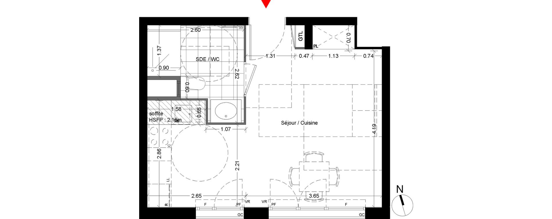 Appartement T1 de 29,20 m2 &agrave; Noisy-Le-Sec Centre