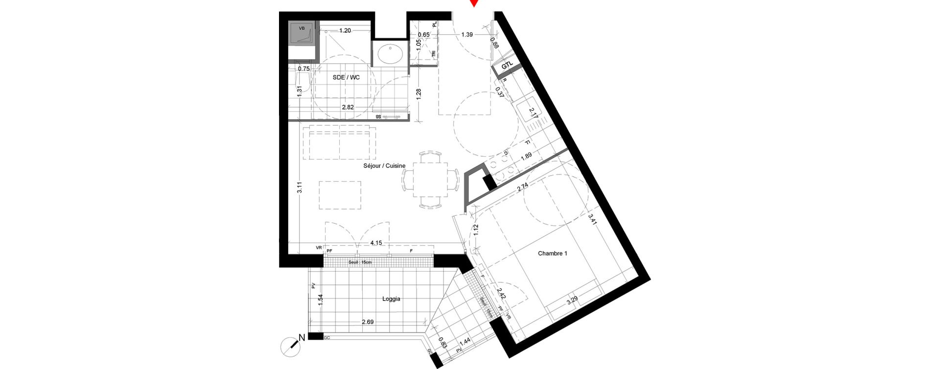 Appartement T2 de 37,90 m2 &agrave; Noisy-Le-Sec Centre