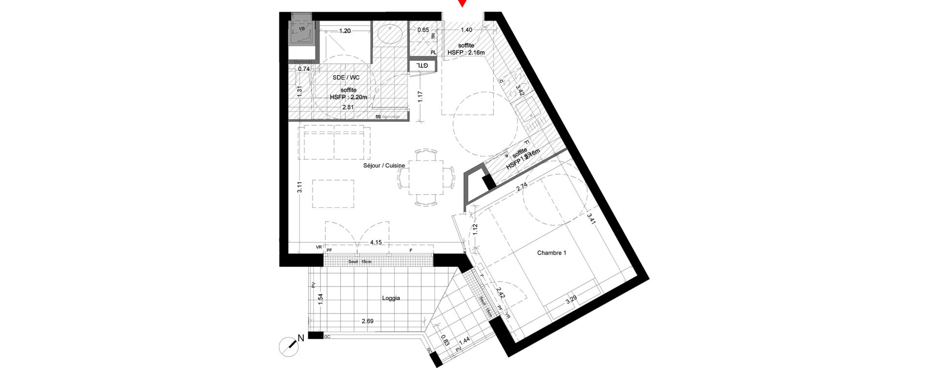 Appartement T2 de 38,20 m2 &agrave; Noisy-Le-Sec Centre
