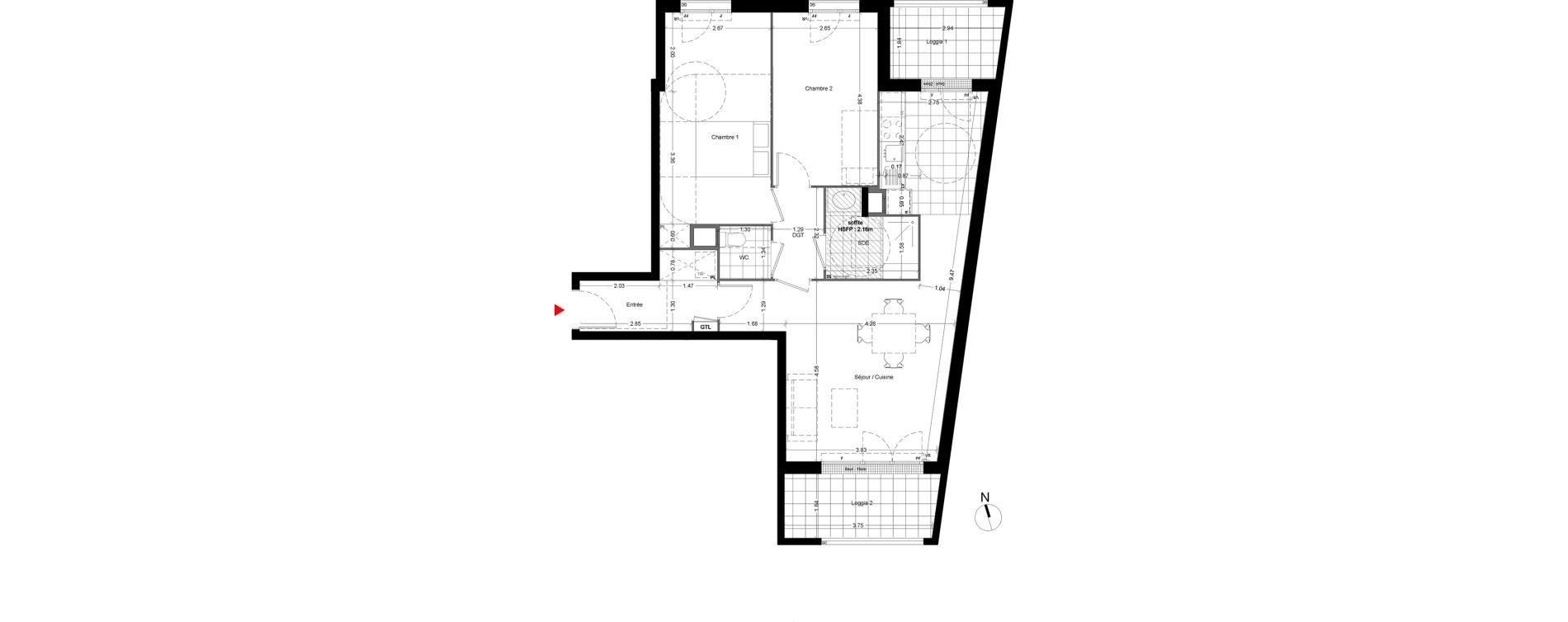 Appartement T3 de 72,60 m2 &agrave; Noisy-Le-Sec Centre