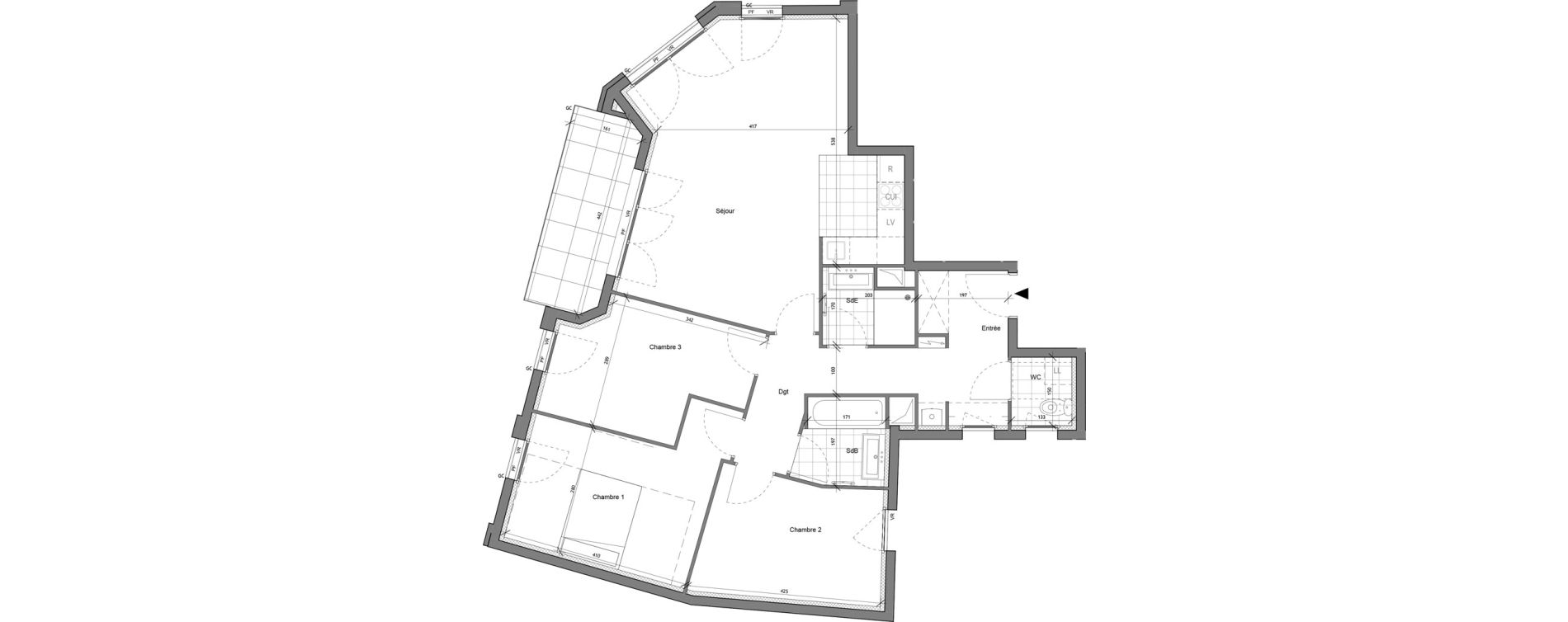 Appartement T4 de 86,13 m2 &agrave; Pantin Quatre chemins - jaur&egrave;s