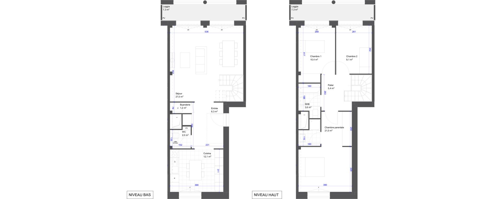 Duplex T5 de 100,10 m2 &agrave; Pantin &eacute;coquartier gare