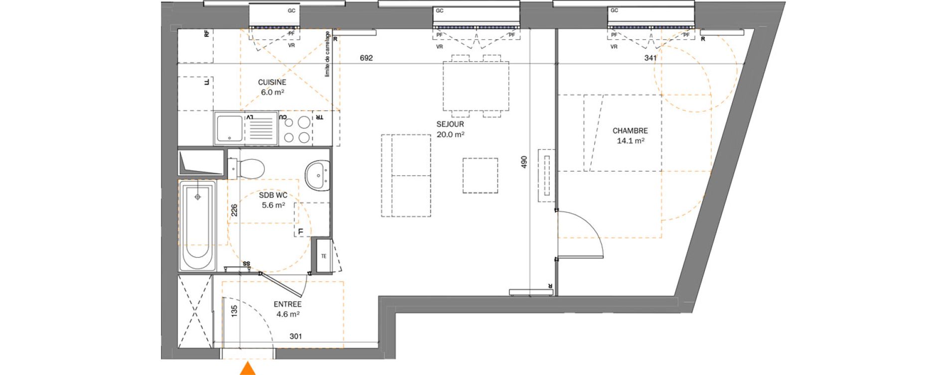 Appartement T2 de 50,30 m2 &agrave; Pantin Centre