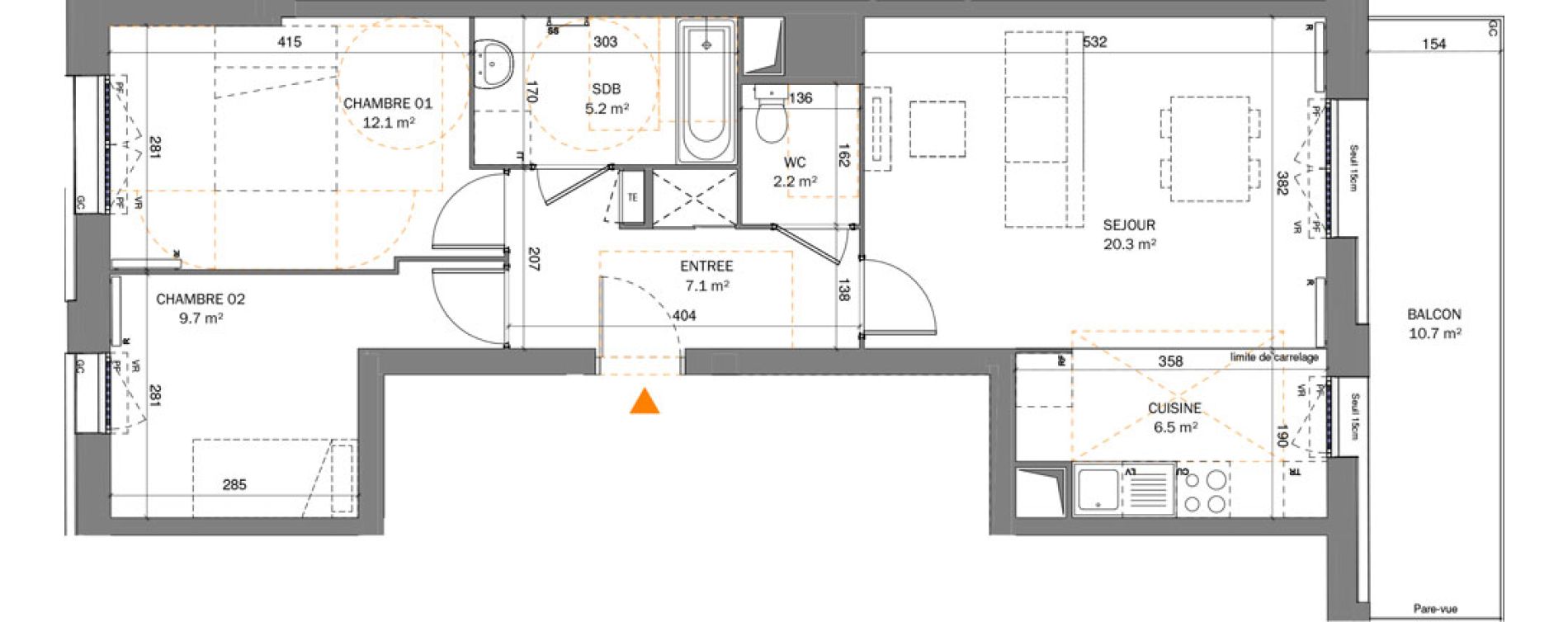 Appartement T3 de 63,20 m2 &agrave; Pantin Centre