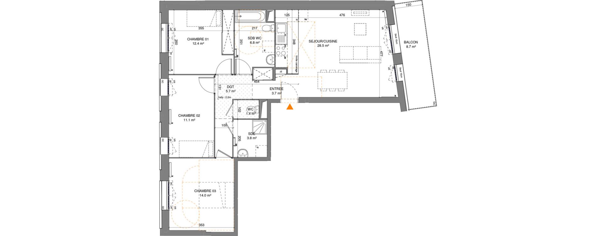 Appartement T4 de 87,40 m2 &agrave; Pantin Centre