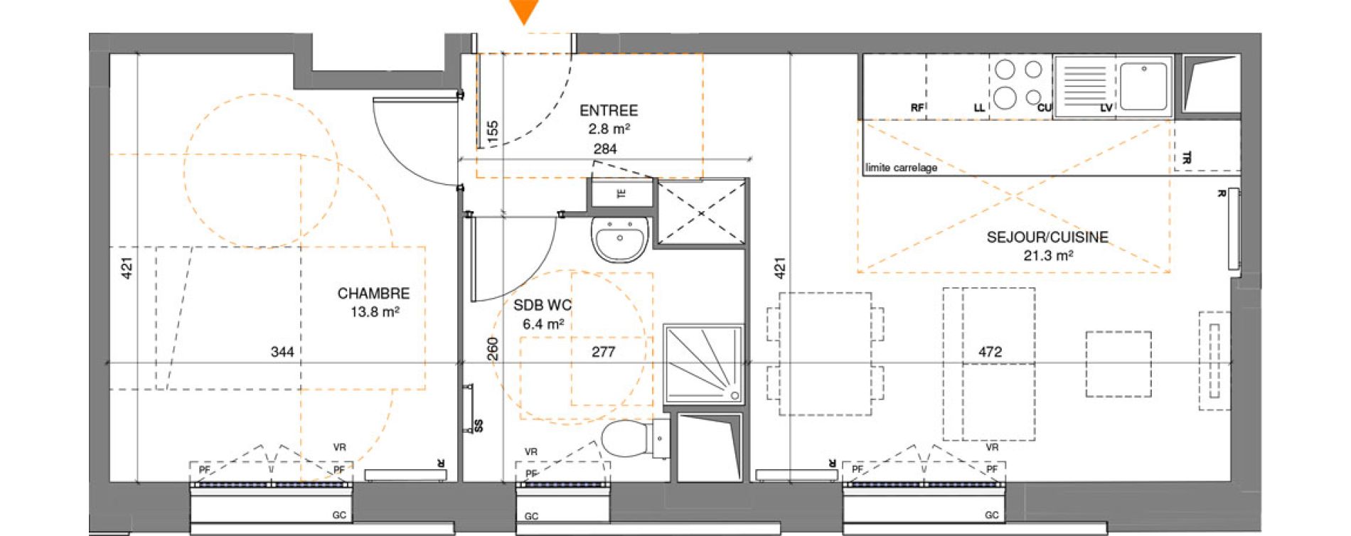 Appartement T2 de 44,30 m2 &agrave; Pantin Centre