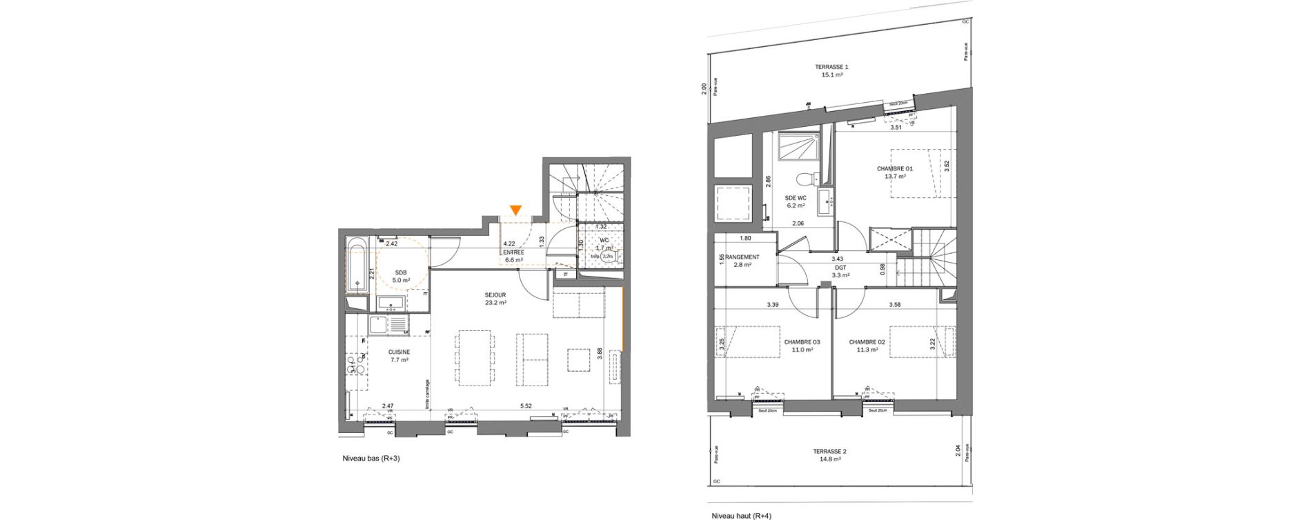 Appartement T4 de 92,50 m2 &agrave; Pantin Centre