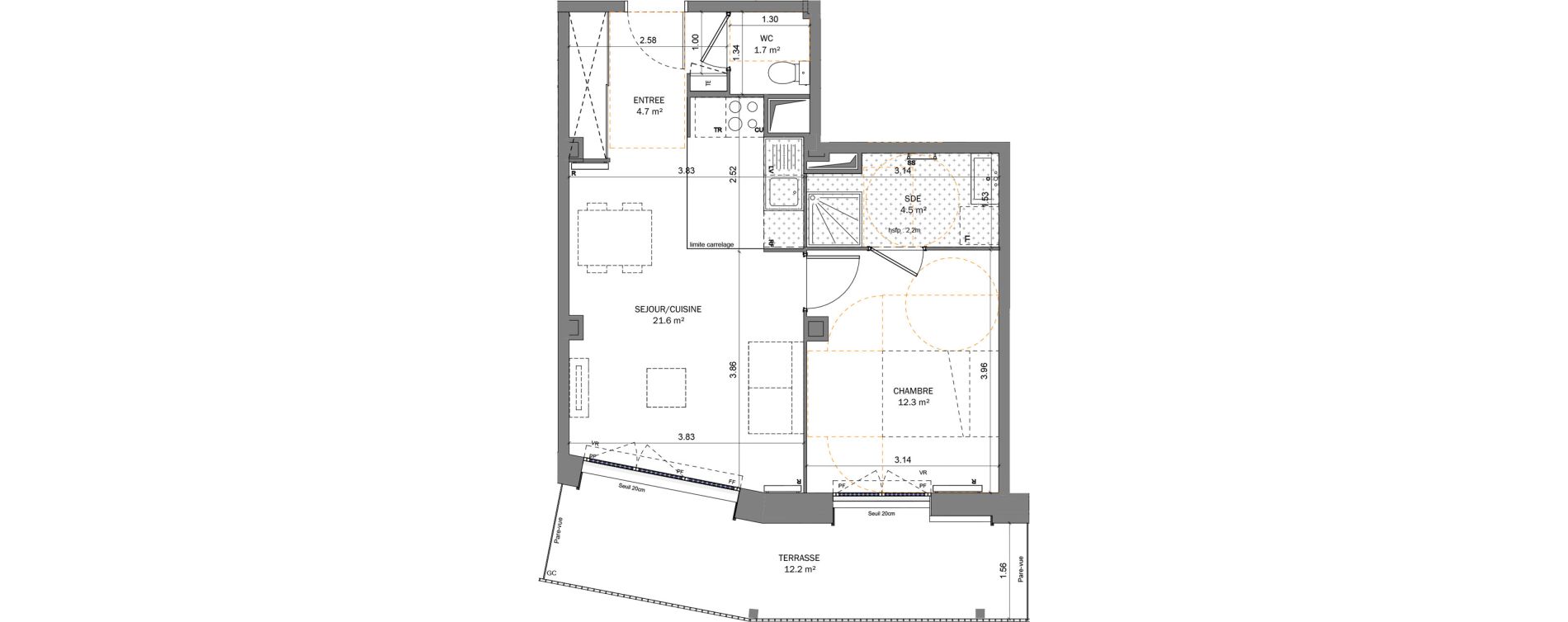 Appartement T2 de 44,80 m2 &agrave; Pantin Centre