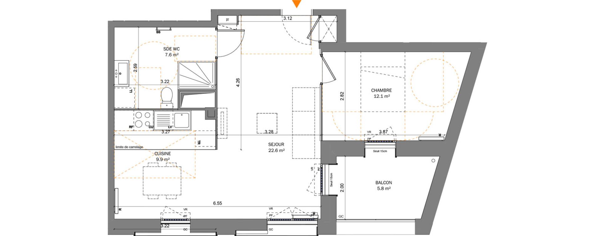 Appartement T2 de 52,20 m2 &agrave; Pantin Centre