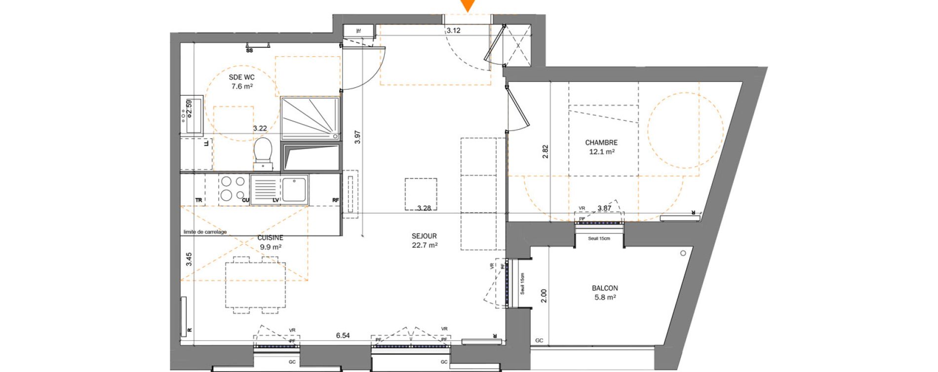 Appartement T2 de 52,30 m2 &agrave; Pantin Centre