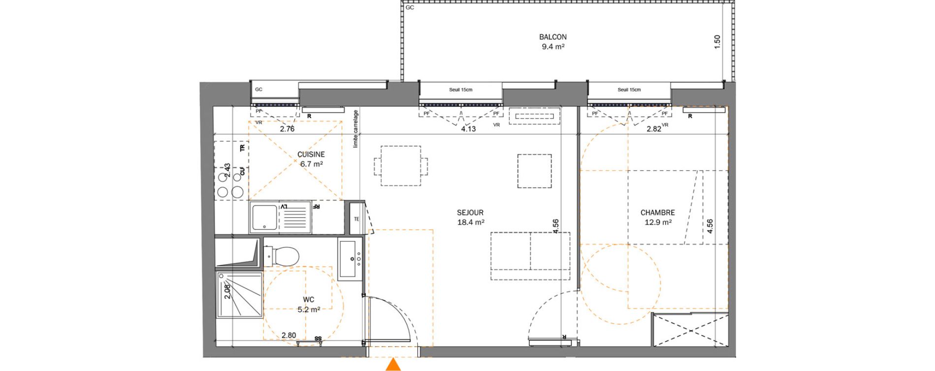 Appartement T2 de 43,20 m2 &agrave; Pantin Centre