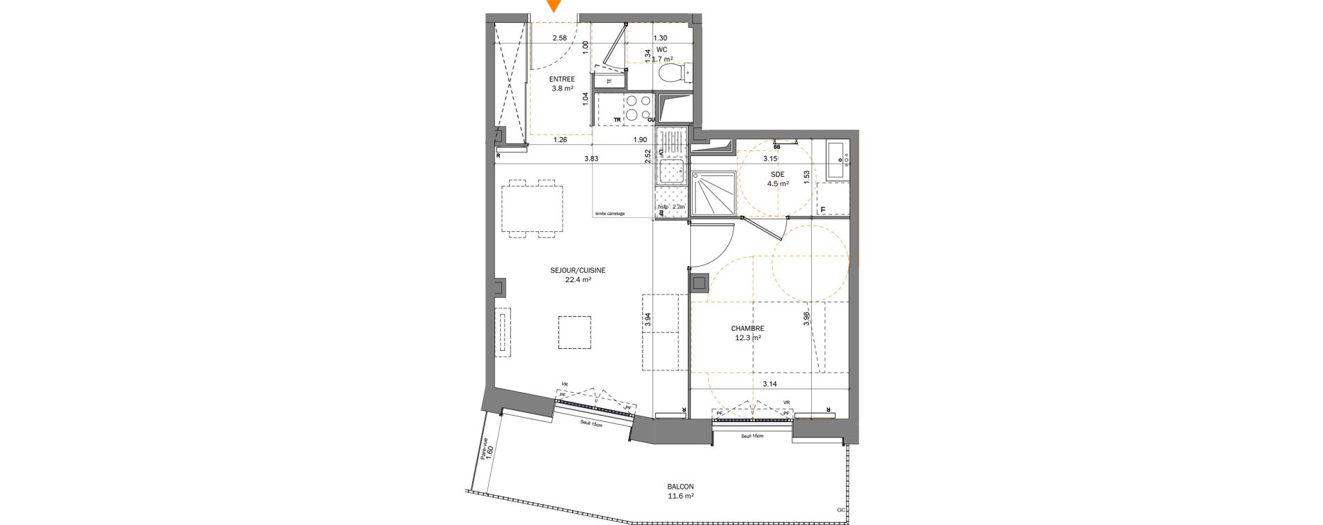 Appartement T2 de 44,70 m2 &agrave; Pantin Centre