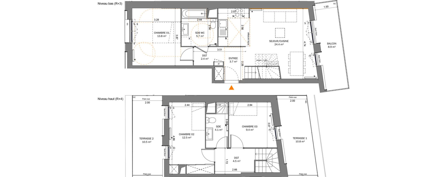 Appartement T4 de 80,60 m2 &agrave; Pantin Centre