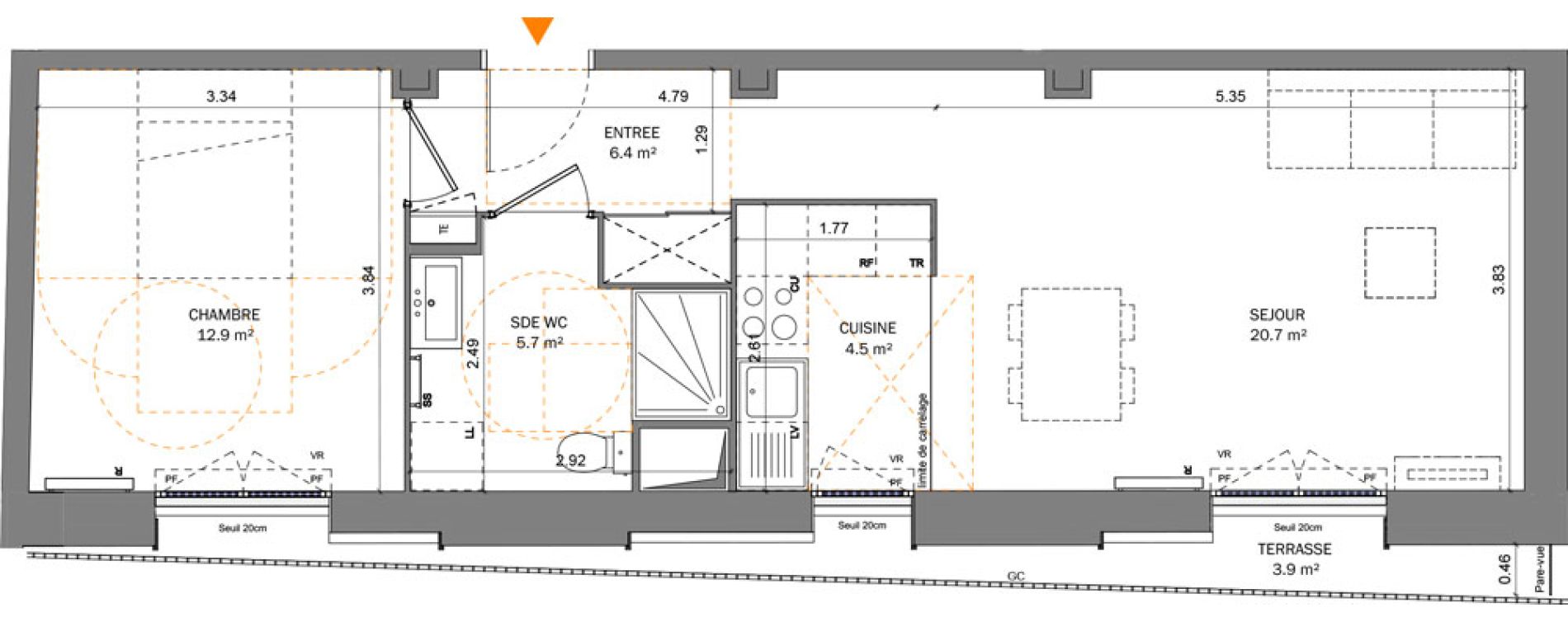 Appartement T2 de 50,20 m2 &agrave; Pantin Centre