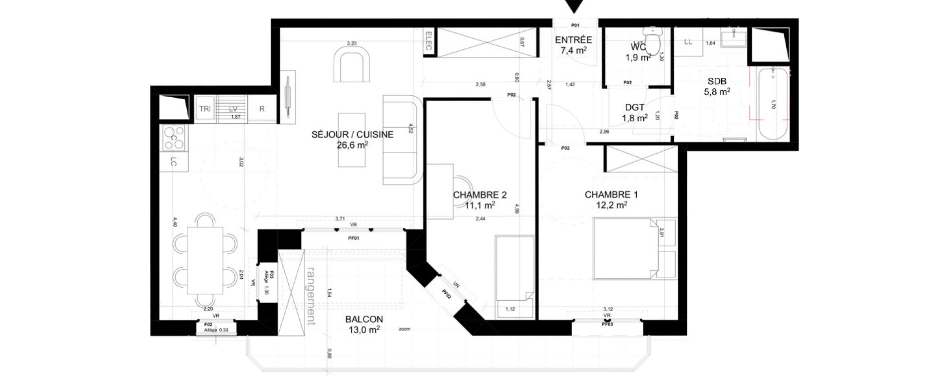 Appartement T3 de 66,80 m2 &agrave; Pierrefitte-Sur-Seine Potier