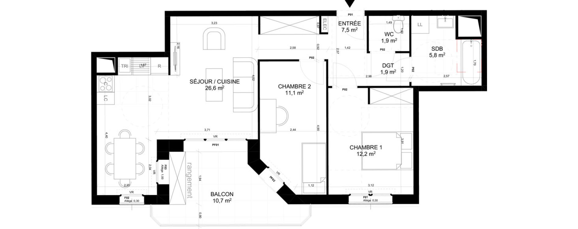 Appartement T3 de 67,00 m2 &agrave; Pierrefitte-Sur-Seine Potier