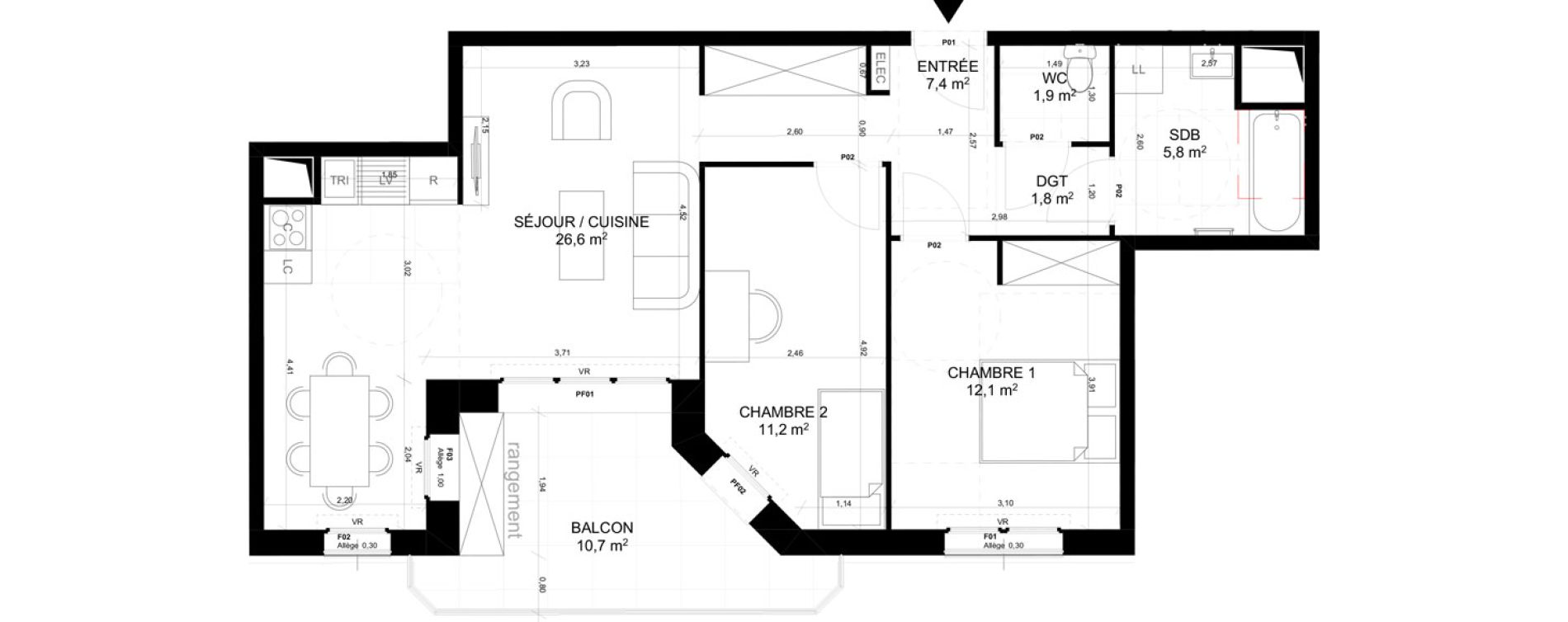 Appartement T3 de 66,80 m2 &agrave; Pierrefitte-Sur-Seine Potier