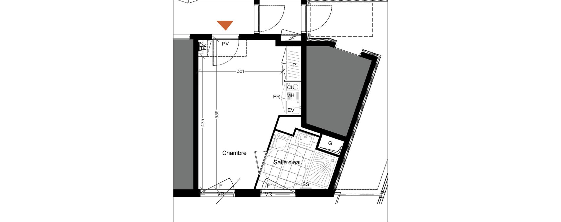 Appartement T1 de 20,60 m2 &agrave; Pierrefitte-Sur-Seine Centre