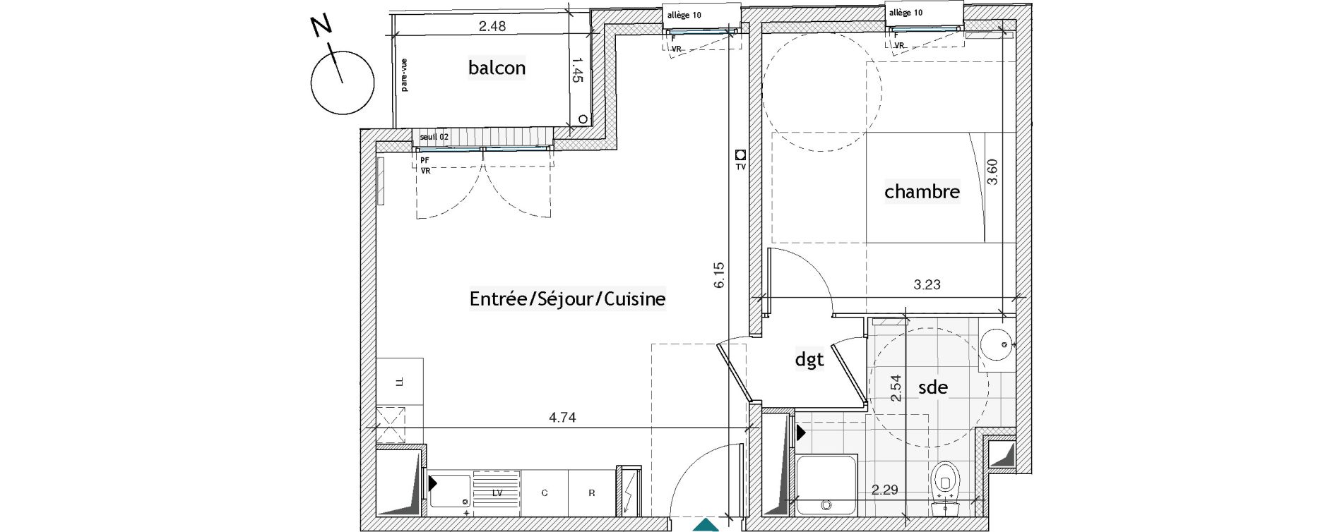 Appartement T2 de 42,28 m2 &agrave; Pierrefitte-Sur-Seine Centre