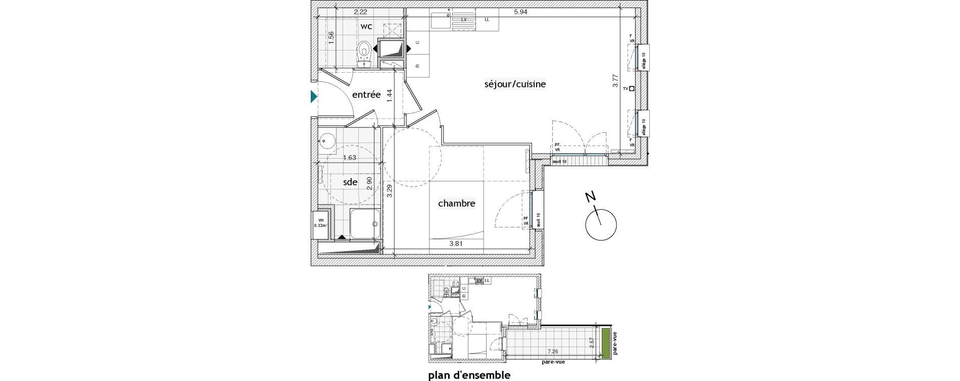 Appartement T2 de 43,11 m2 &agrave; Pierrefitte-Sur-Seine Centre