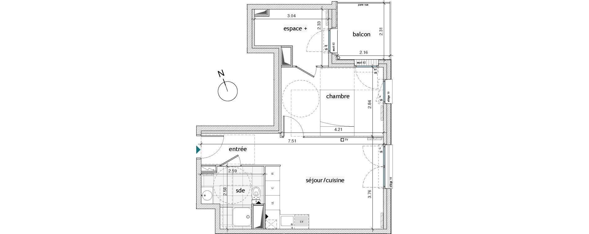 Appartement T2 de 44,58 m2 &agrave; Pierrefitte-Sur-Seine Centre