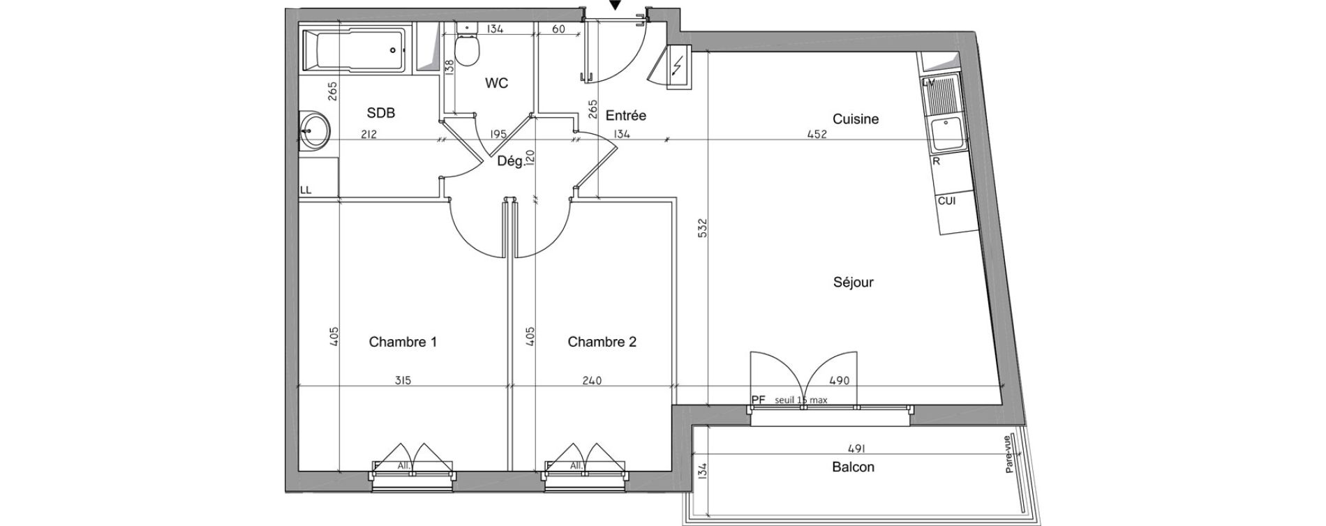 Appartement T3 de 60,51 m2 &agrave; Pierrefitte-Sur-Seine Butte pinson