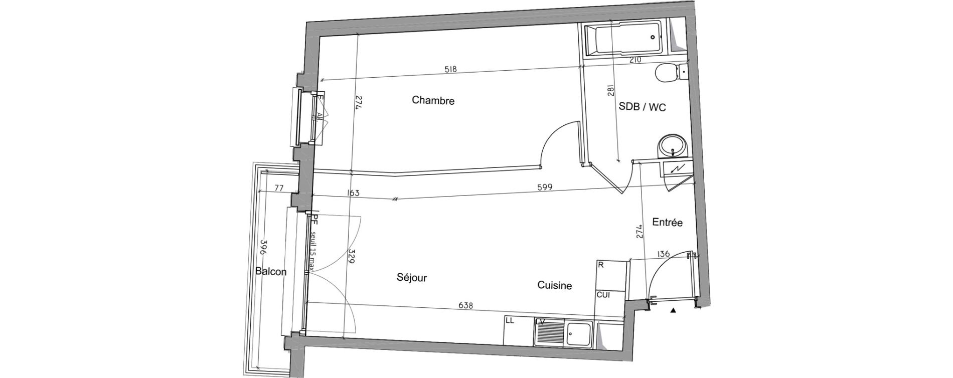 Appartement T2 de 44,53 m2 &agrave; Pierrefitte-Sur-Seine Butte pinson