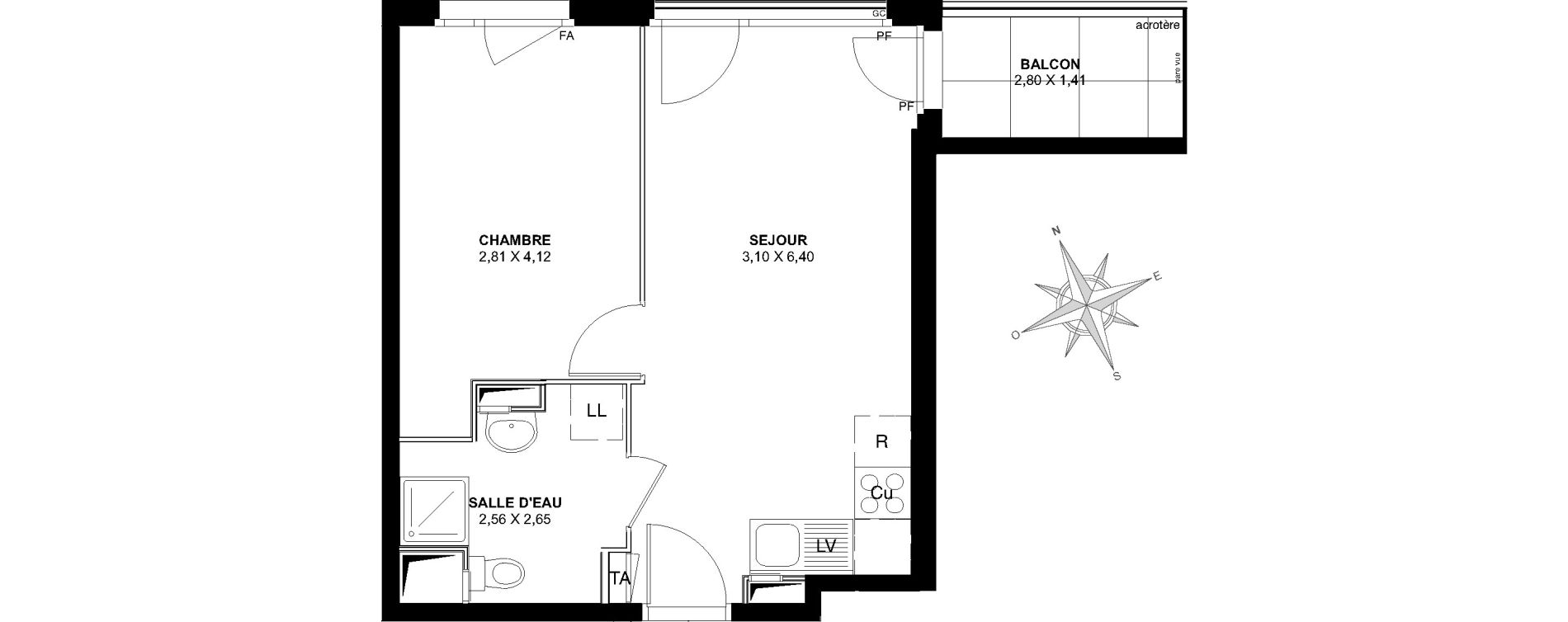 Appartement T2 de 38,03 m2 &agrave; Pierrefitte-Sur-Seine Centre
