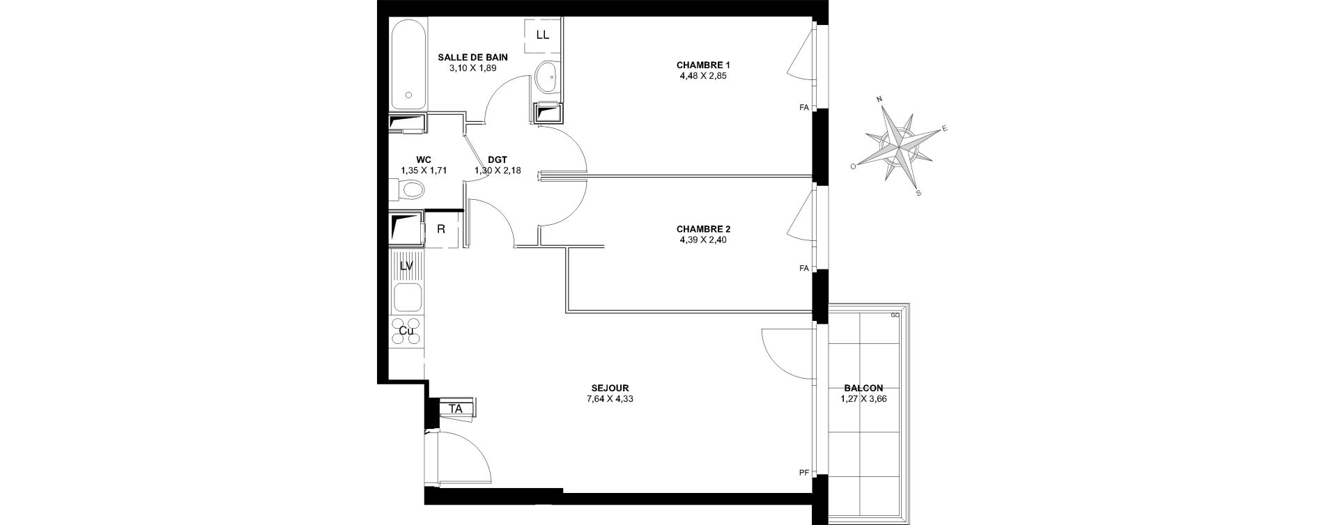 Appartement T3 de 61,39 m2 &agrave; Pierrefitte-Sur-Seine Centre