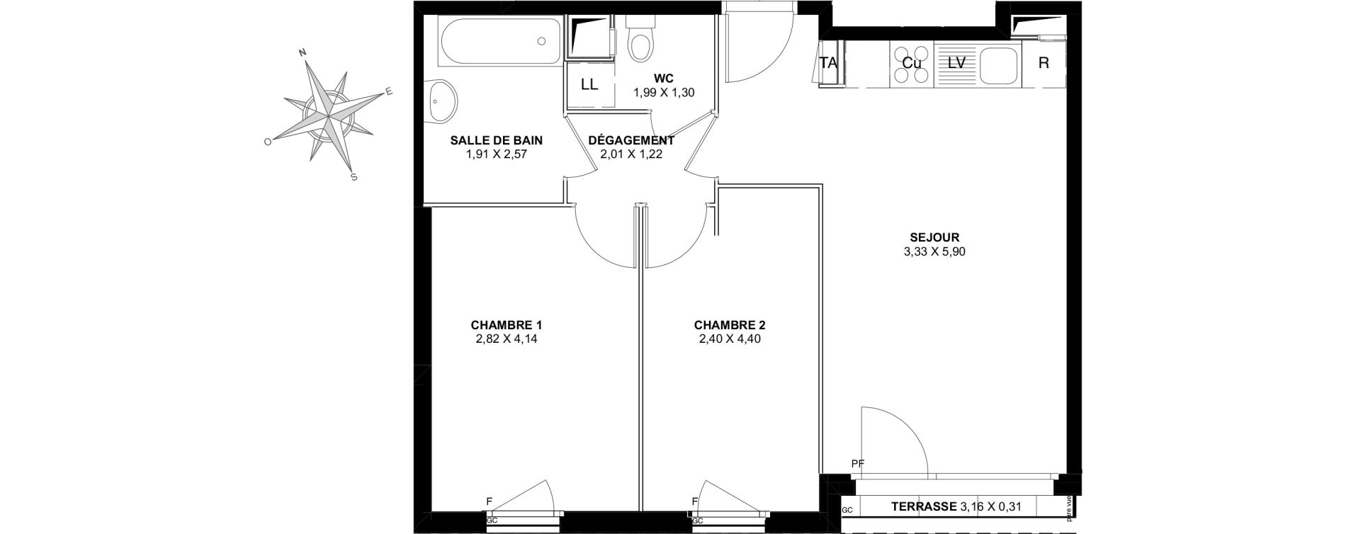 Appartement T3 de 54,20 m2 &agrave; Pierrefitte-Sur-Seine Centre