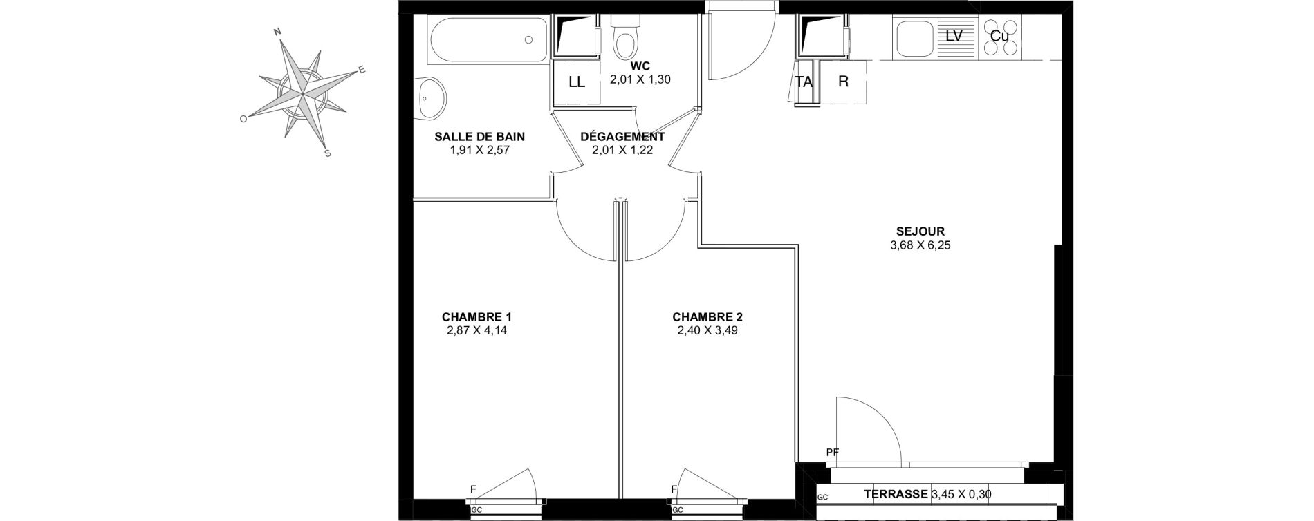 Appartement T3 de 56,79 m2 &agrave; Pierrefitte-Sur-Seine Centre