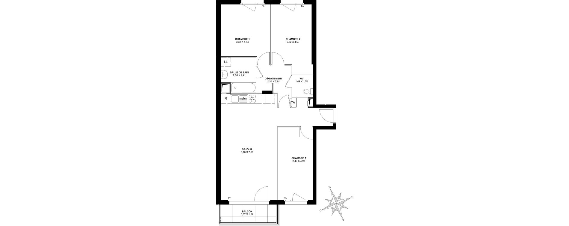 Appartement T4 de 80,50 m2 &agrave; Pierrefitte-Sur-Seine Centre