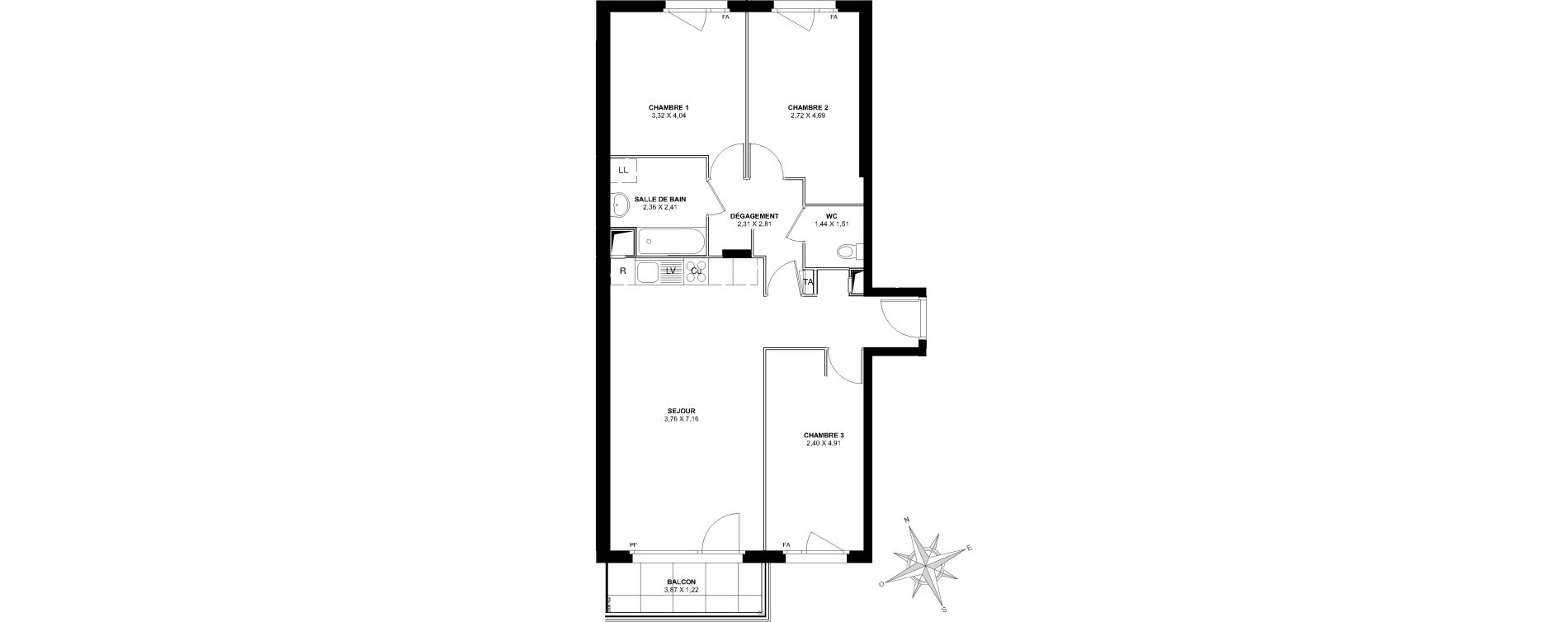 Appartement T4 de 80,50 m2 &agrave; Pierrefitte-Sur-Seine Centre