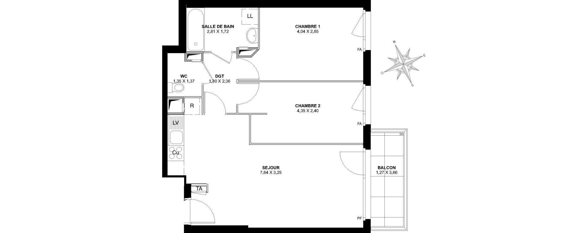 Appartement T3 de 60,03 m2 &agrave; Pierrefitte-Sur-Seine Centre