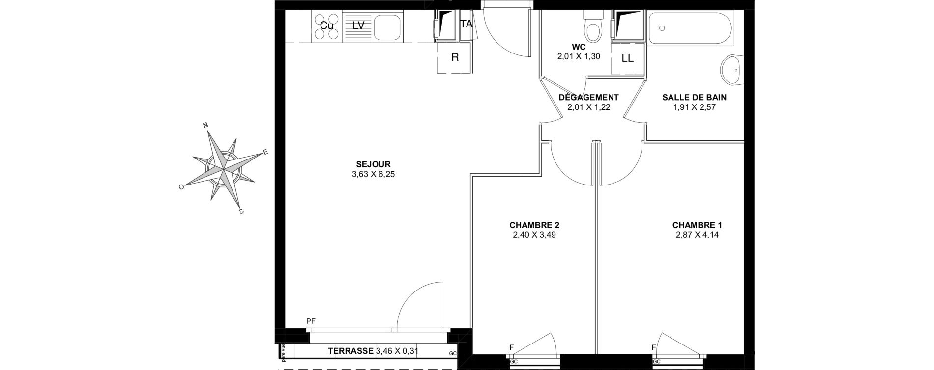 Appartement T3 de 57,04 m2 &agrave; Pierrefitte-Sur-Seine Centre