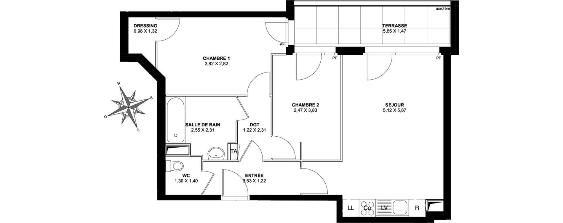 Appartement T3 de 59,80 m2 &agrave; Pierrefitte-Sur-Seine Centre