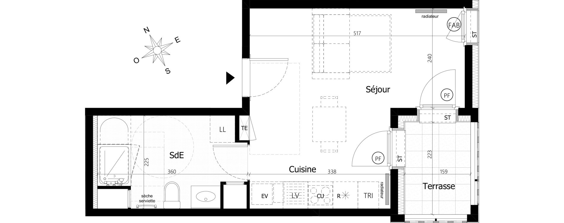 Appartement T1 de 27,60 m2 &agrave; Pierrefitte-Sur-Seine Centre ville