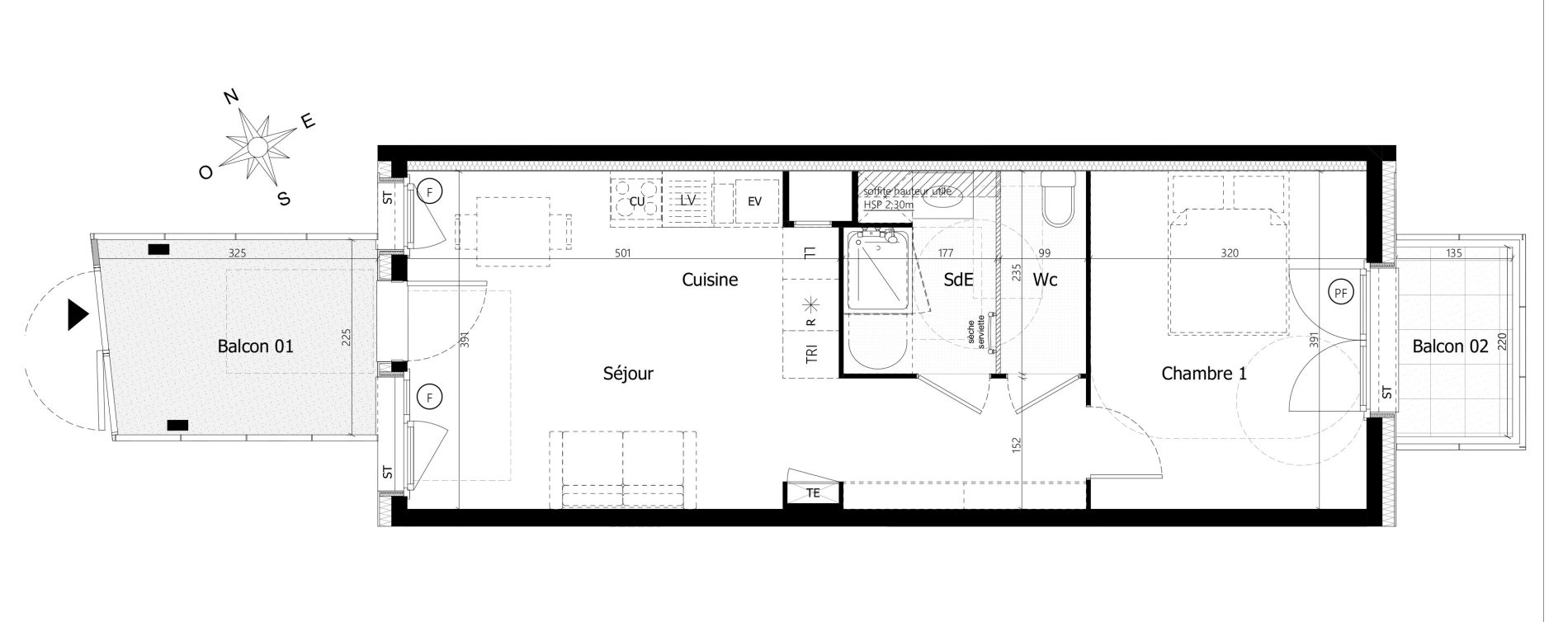 Appartement T2 de 42,10 m2 &agrave; Pierrefitte-Sur-Seine Centre ville