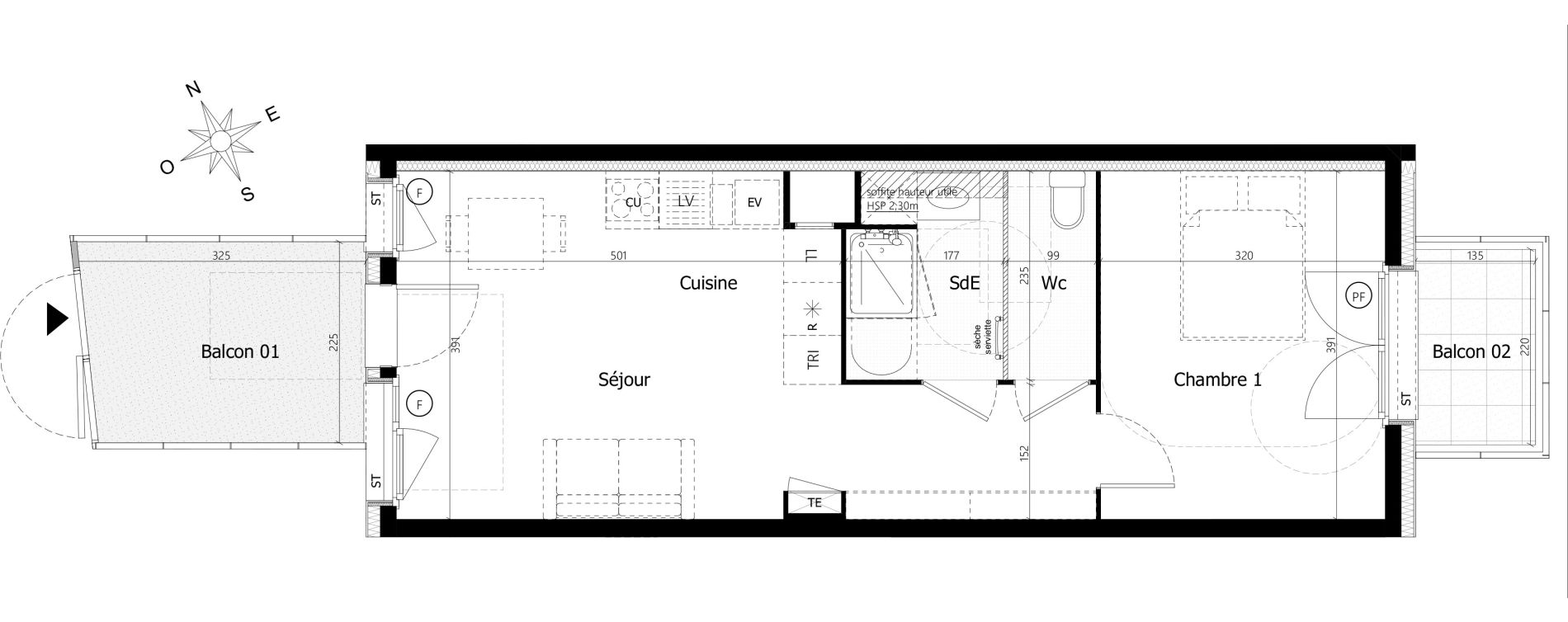 Appartement T2 de 42,10 m2 &agrave; Pierrefitte-Sur-Seine Centre ville