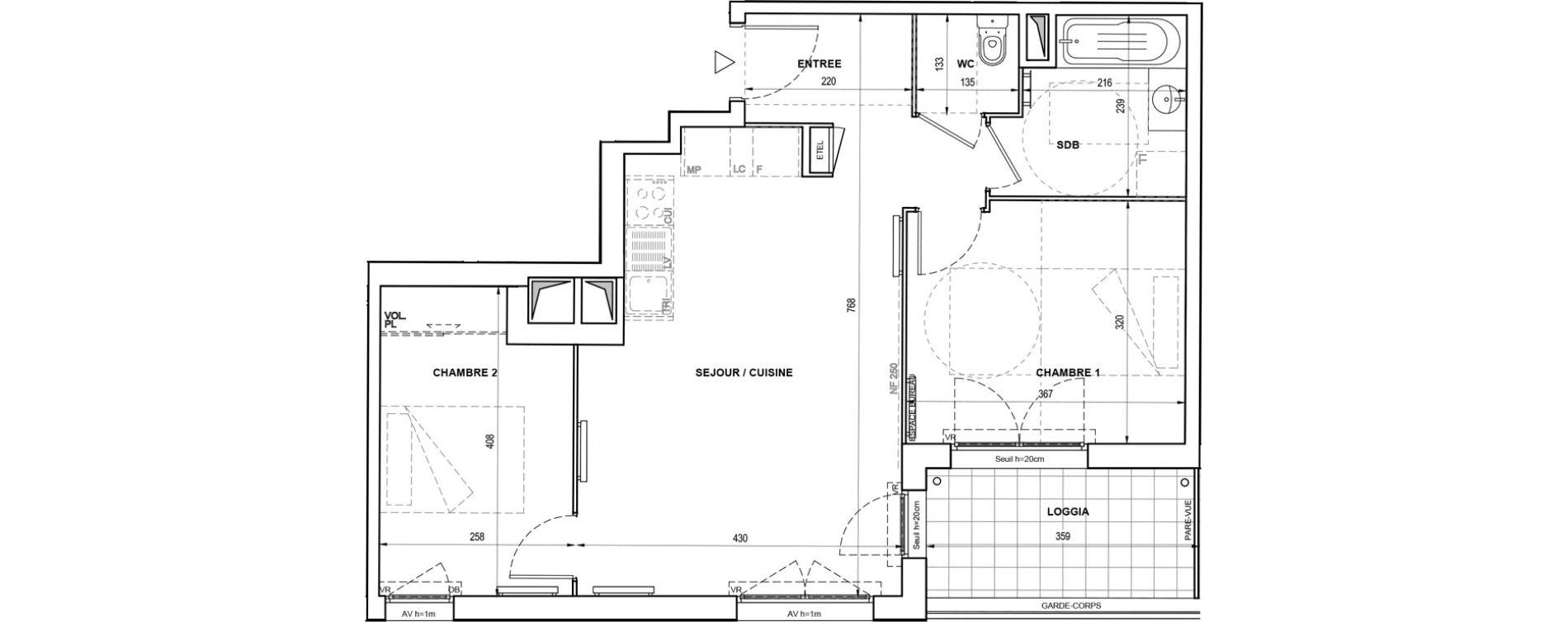 Appartement T3 de 57,06 m2 &agrave; Romainville Bas pays