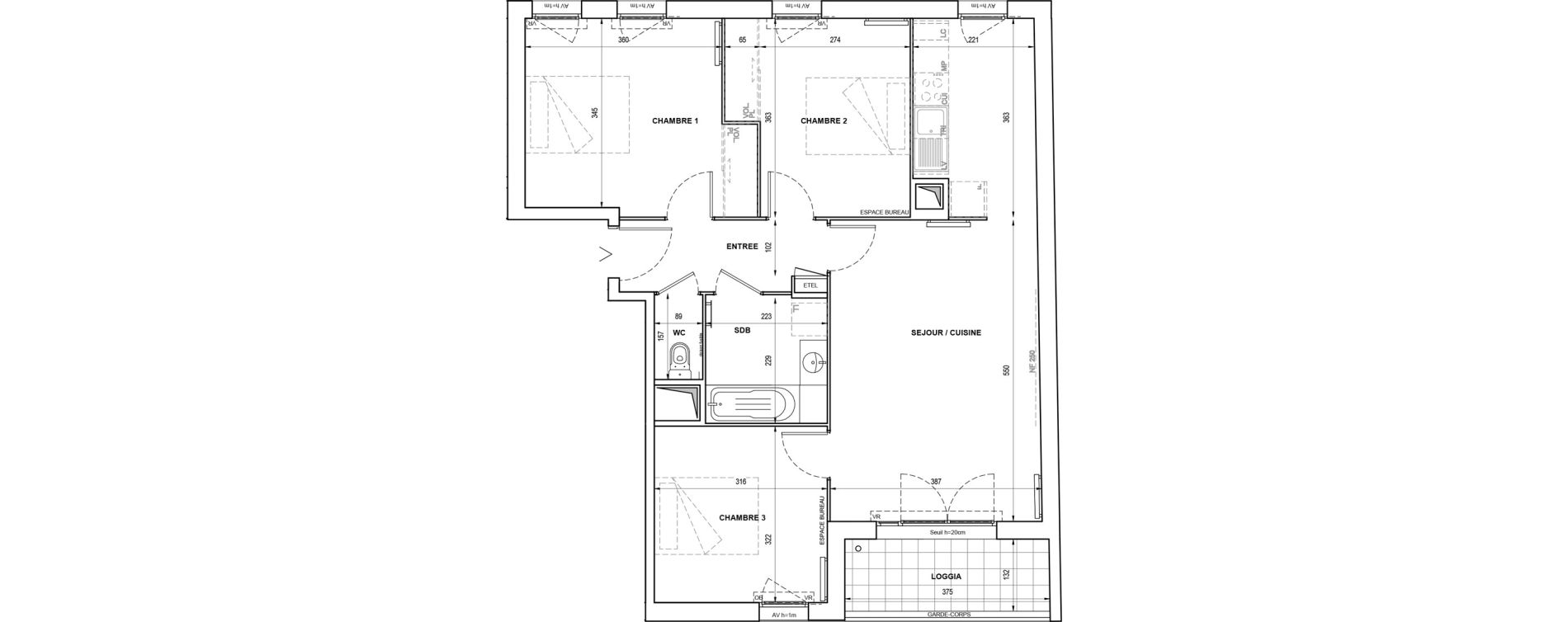 Appartement T4 de 75,37 m2 &agrave; Romainville Bas pays