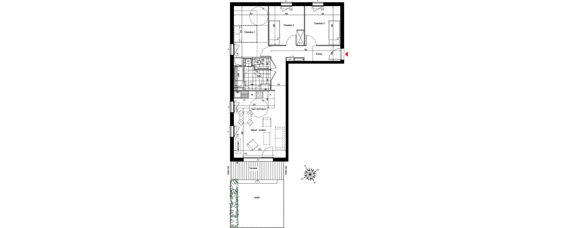 Appartement T4 de 70,01 m2 &agrave; Romainville Charles-de-gaulle