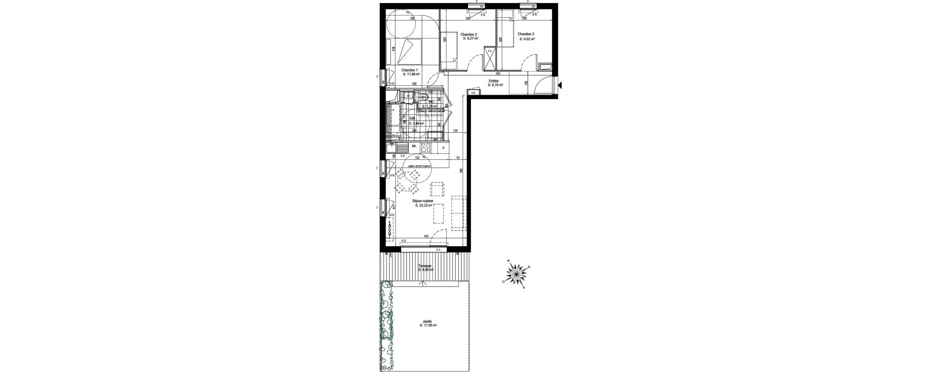 Duplex T4 de 69,95 m2 &agrave; Romainville Charles-de-gaulle