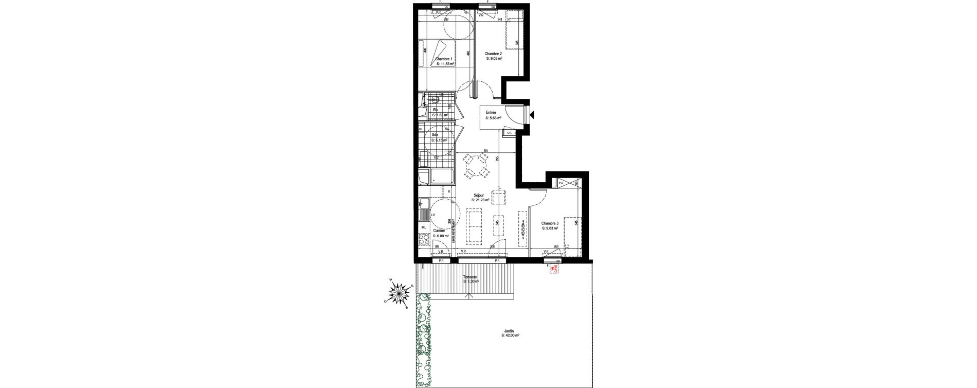 Appartement T4 de 70,81 m2 &agrave; Romainville Charles-de-gaulle