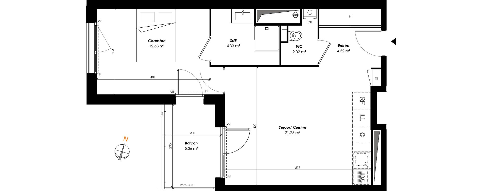 Appartement T2 de 45,26 m2 &agrave; Romainville Centre