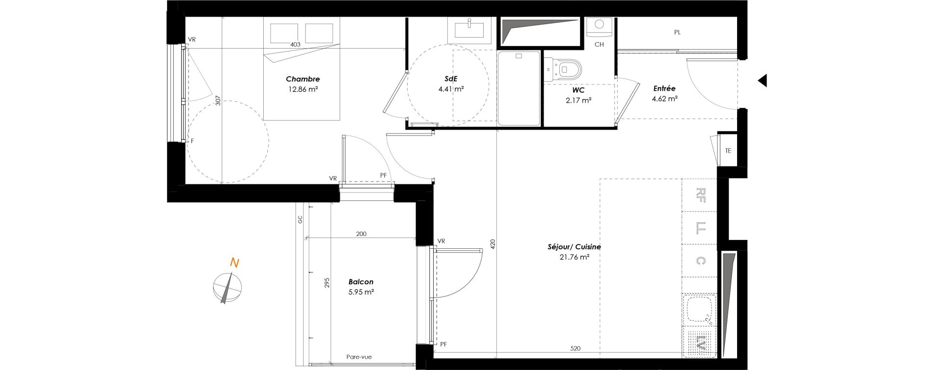Appartement T2 de 45,82 m2 &agrave; Romainville Centre