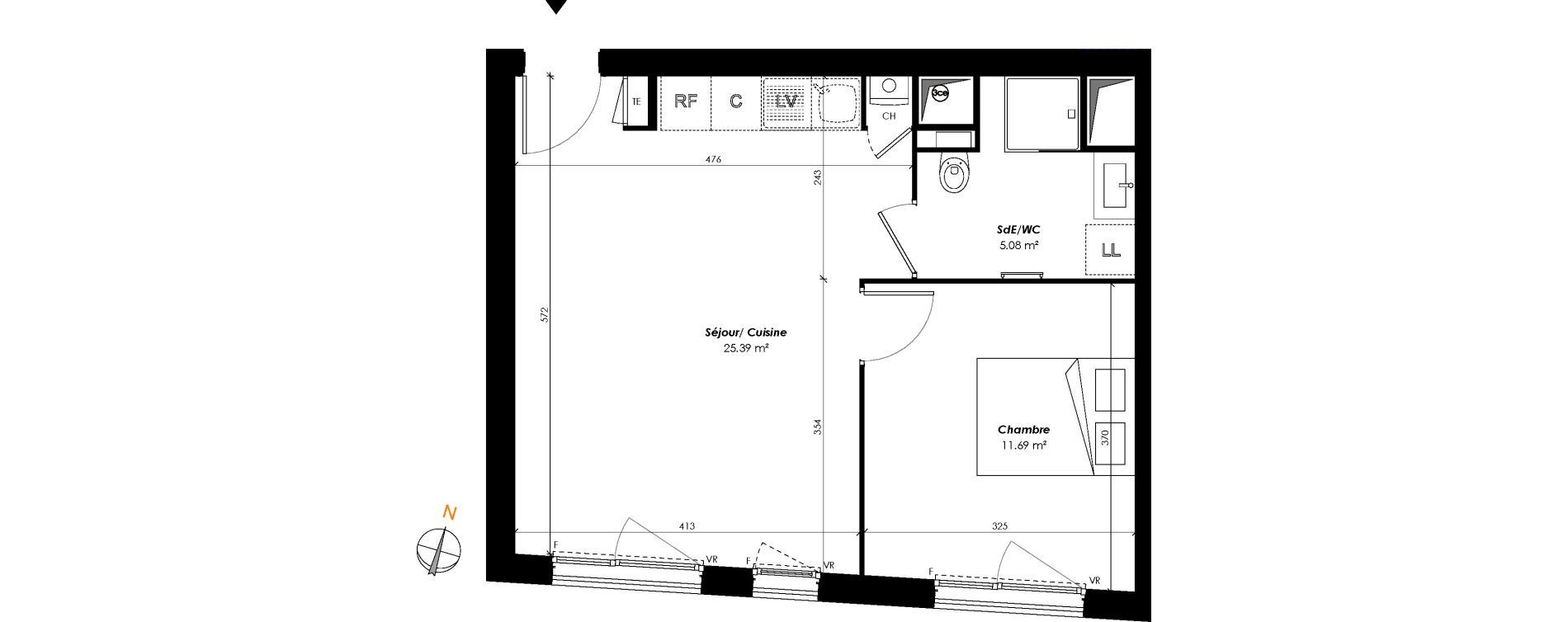 Appartement T2 de 42,16 m2 &agrave; Romainville Centre