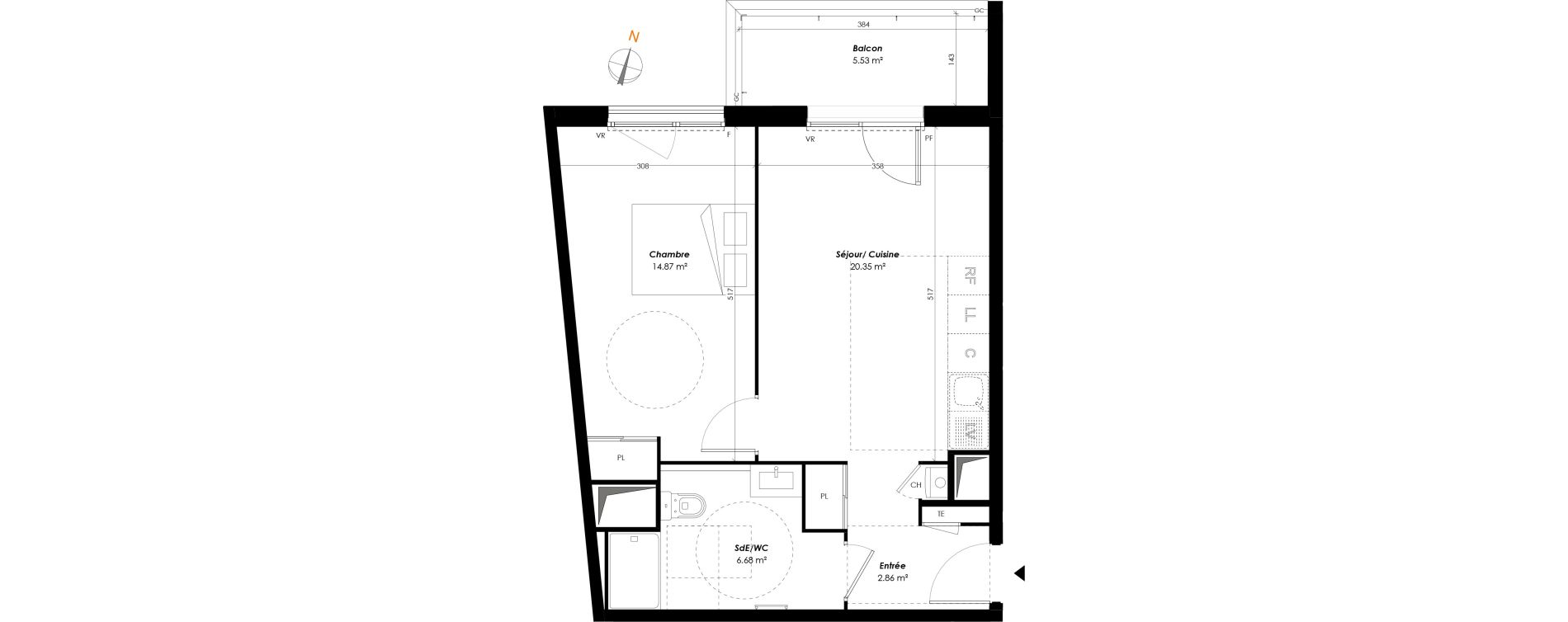 Appartement T2 de 44,76 m2 &agrave; Romainville Centre